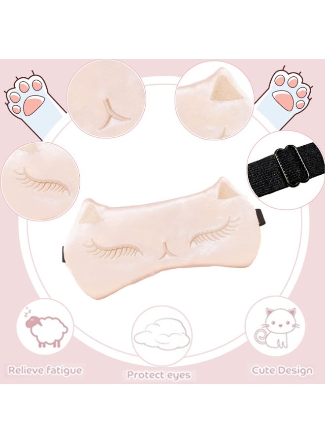 ChicAbode Cute Cat Sleep Mask for Kids, 2 Pack Silk Sleeping Eye Cover Adjustable Mask Night Eyeshade Cover for Girls Boys Women Men Sleep Travel Nap Party Supplies - Image 3